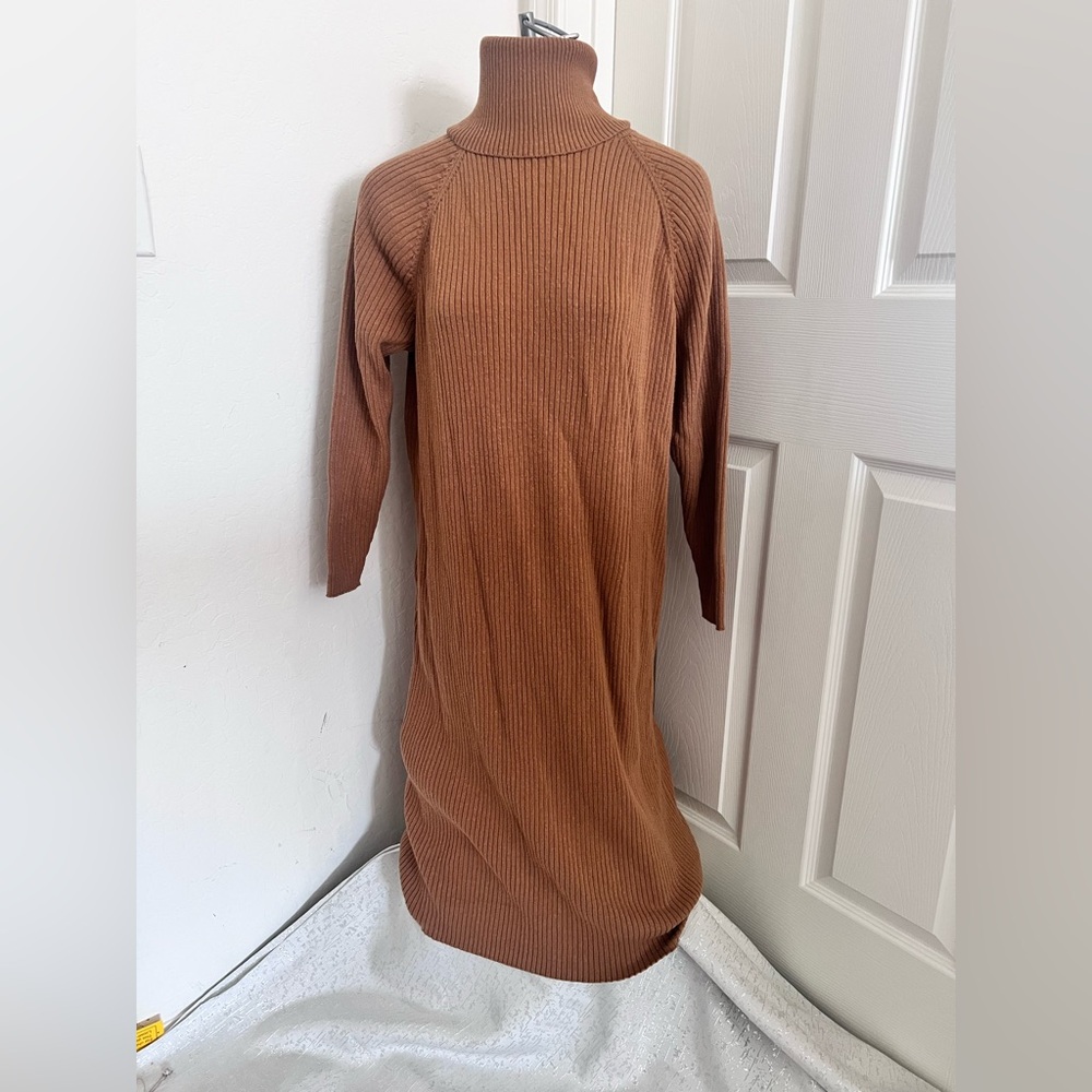 Knitted Turtleneck  Sweater Long Sleeves Dress